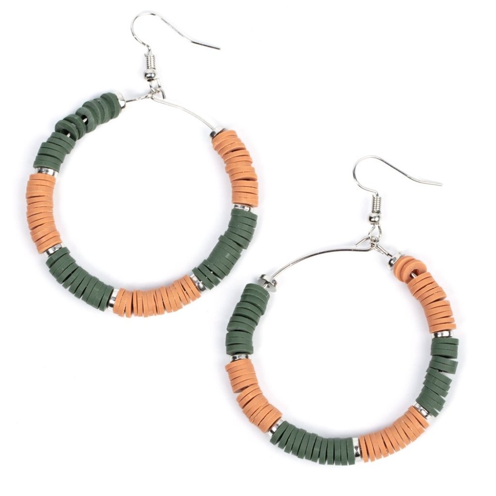 Skillfully Stacked - Green Earrings